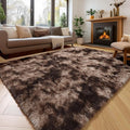 Amdrebio Tie-Dyed Brown Rugs for Bedroom Living Room, 8x10 Large Fluffy Shaggy by Amdrebio