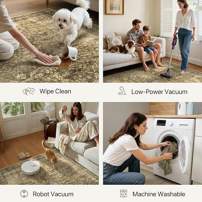 Bavni 2X6 Rug Runners for Hallways, Washable Runner Rug Non Slip, Vintage - Image 4