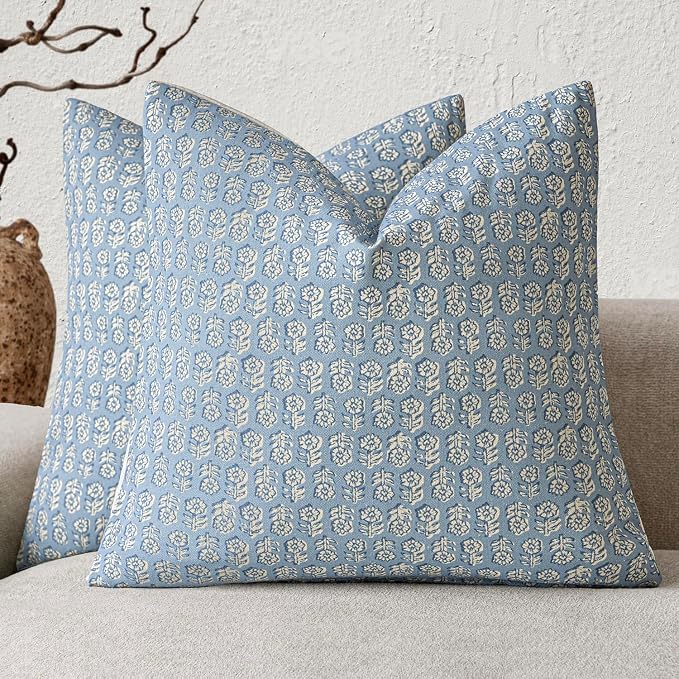 Foindtower Set of 2 Decorative Neutral Floral Print Throw Pillow Covers Vintage by Foindtower