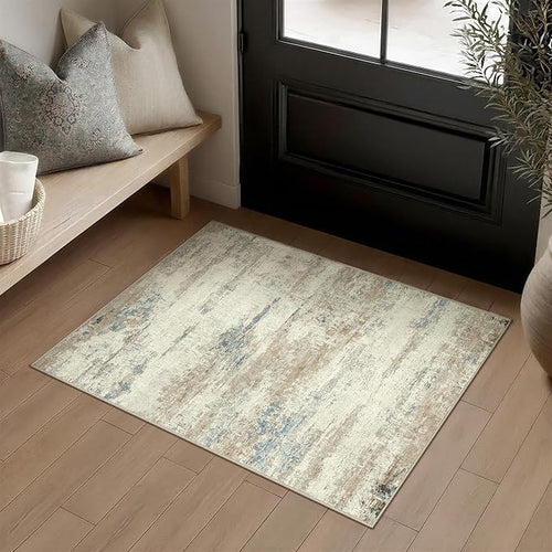2x3 Area Rug Washable Beige Brown Abstract Modern Neutral Entryway Carpet Non - Image 2