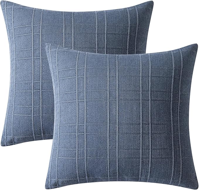 MIULEE Decorative Linen Check Euro Shams Throw Pillow Covers Neutral Farmhouse - Image 7