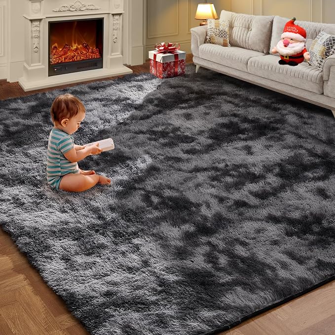 Shag Area Rugs for Living Room 5x7 Feet, Upgrade Anti-Skid Rectangular Cozy Rug by KNZE
