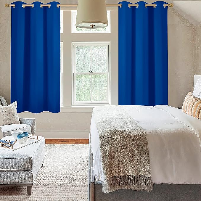 Diraysid Royal Blue Grommet Blackout Curtains - Image 4