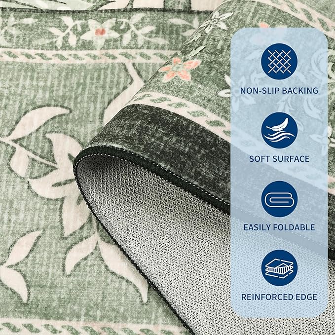 GarveeHome Sage Green 2.5 x 8 Washable Kitchen Runner Rugs Non Slip Provence - Image 8