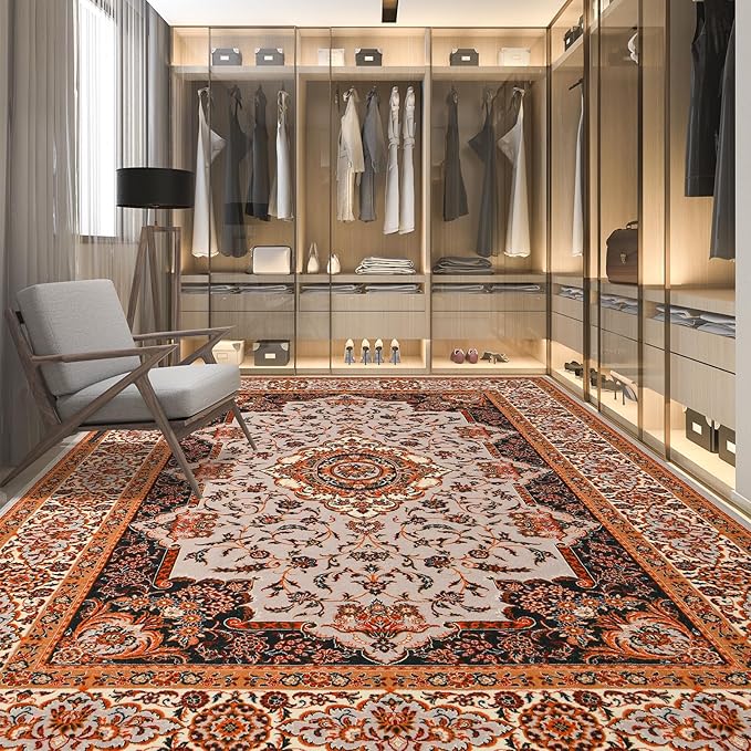 Area Rug for Living Room, 8x10Ft Machine Washable Large Orange Rugs for Dining - Image 6