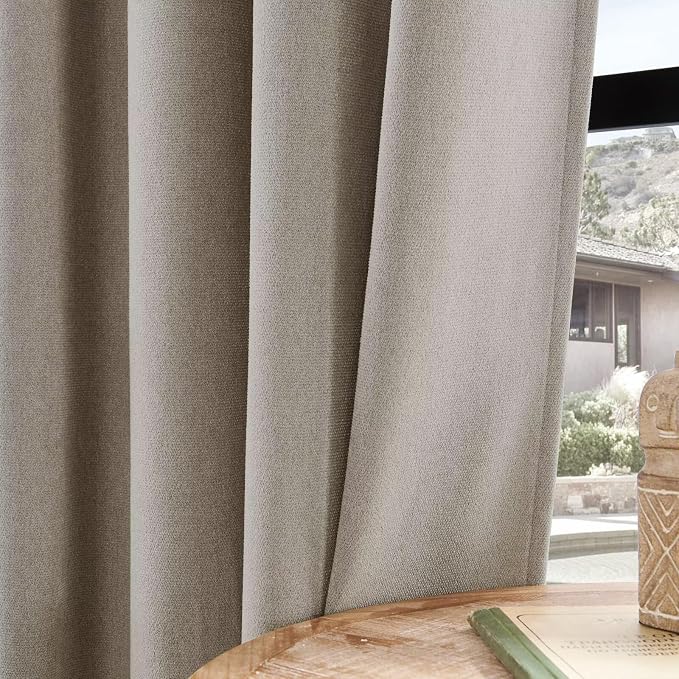 Joydeco Faux Linen Curtains 96 Inch Length 2 Panel Set, Light Filtering Curtains - Image 6