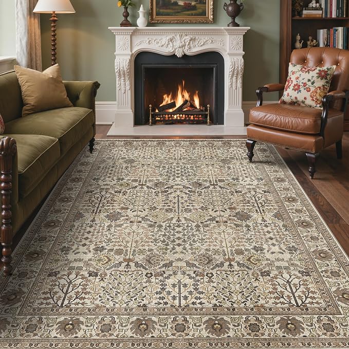 Bavni Washable Rugs 6x9-Machine Washable Rug Lightweight Low Pile, Vintage by BAVNI