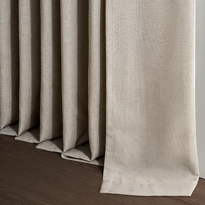 Topfinel 108 Inch Pinch Pleated Linen Curtains 2 Panels, Burlywood Semi Sheer - Image 7