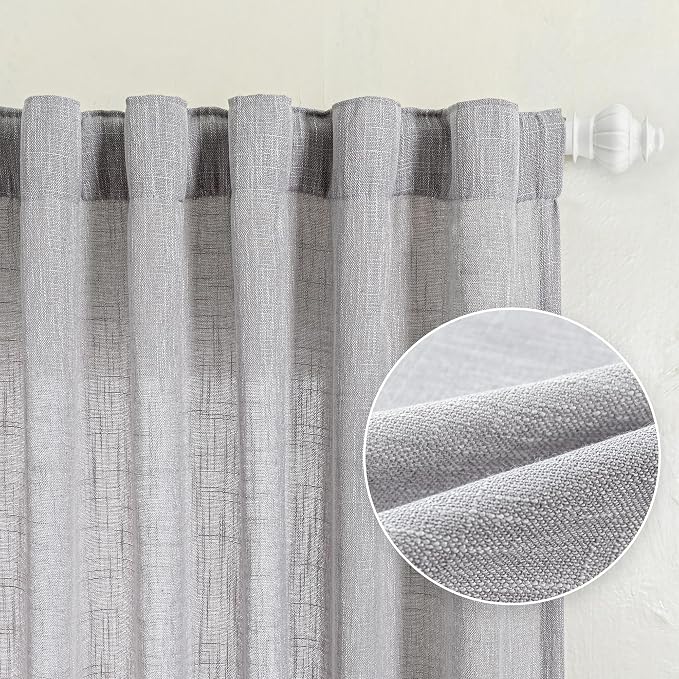 MYSKY HOME 108 Inches Long Ceiling Curtains, Light Filtering Boho Window Sheer - Image 9