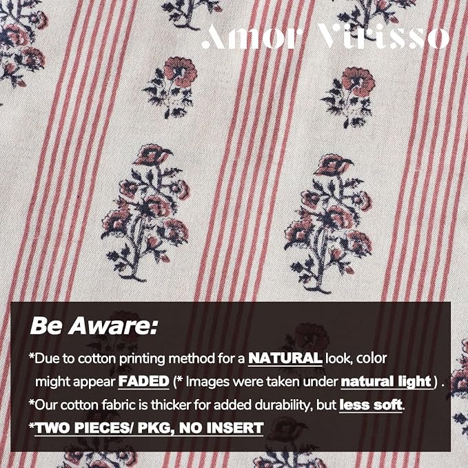 Amor Virisso Floral Throw Pillow Covers 24x24 Set of 2 Block Print Pillow - Image 3