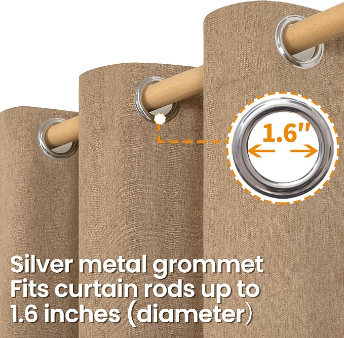 BGment Thick Linen Curtains for Living Room 84 Inch Length 2 Panels, Camel - Image 5