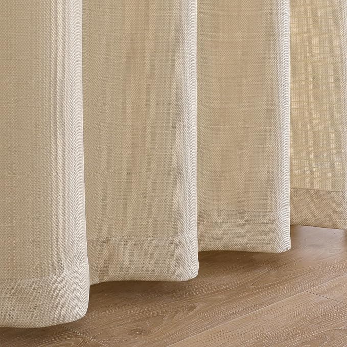 Chyhomenyc Light Filtering Curtains 96 Inch Length 2 Panels Set, Faux Linen - Image 8