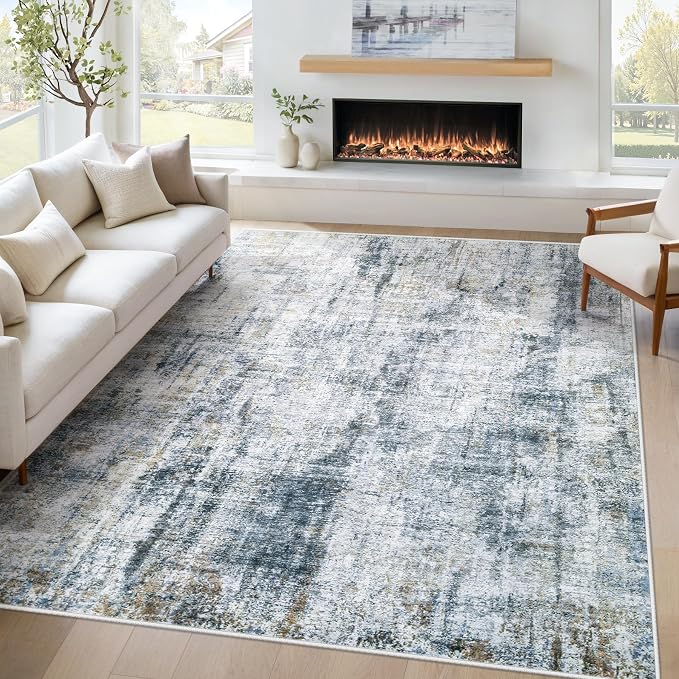 5x7 Area Rug for Living Room: Washable Abstract Soft Rugs Non Slip Modern Stain by MXSANYOORUG