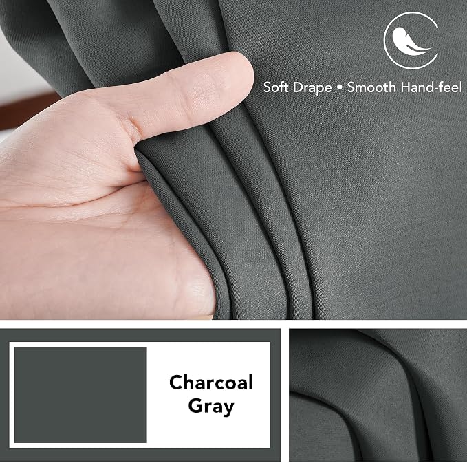 Deconovo Blackout Curtains, Thermal Insulated, W42 x L95 2 Panels, Back Tab - Image 7