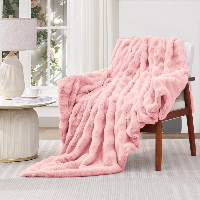 Touchat Luxury Faux Rabbit Fur Throw Blanket - Image 4