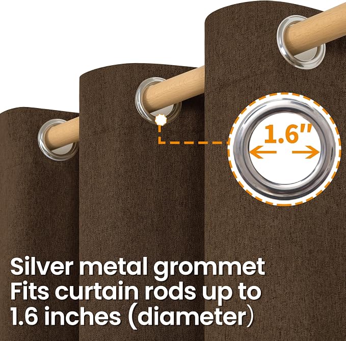 BGment Brown Linen Curtains 78 Inch Length - Image 6