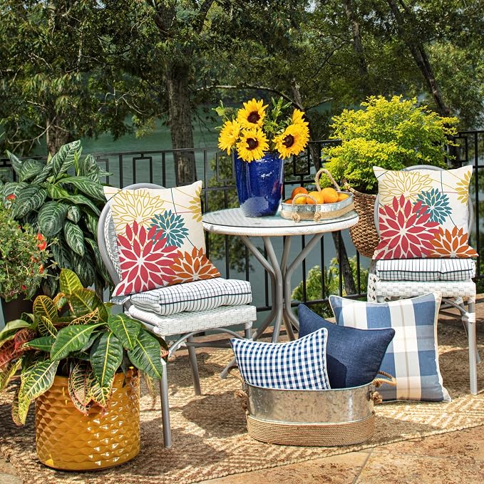 Pink and Orange Floral Pillow Covers 20x20 Set of 2 Fall Outdoor Waterproof - Image 6