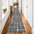 Non Slip Hallway Runner Rug 2.6x12, Modern Distressed Stripe, Washable Extra by TTelephant