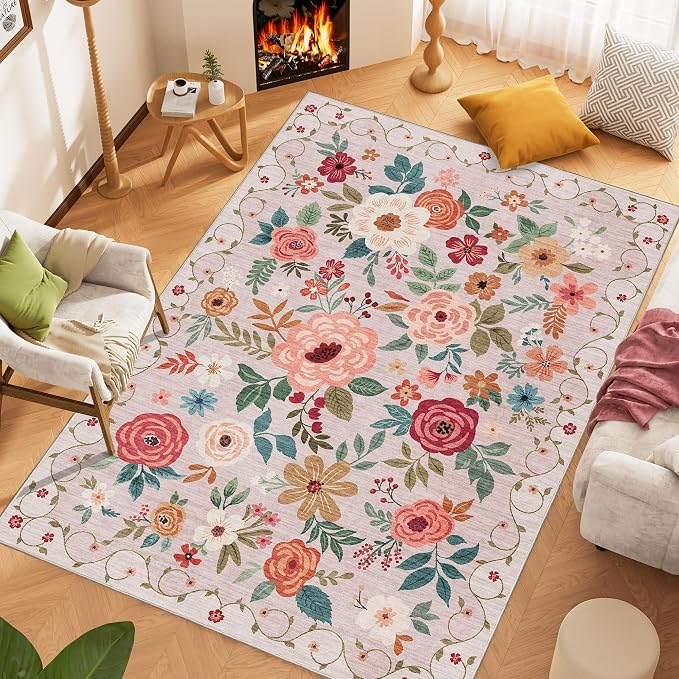 DUKINO 5x7 Area Rug, Floral Rugs - Image 2