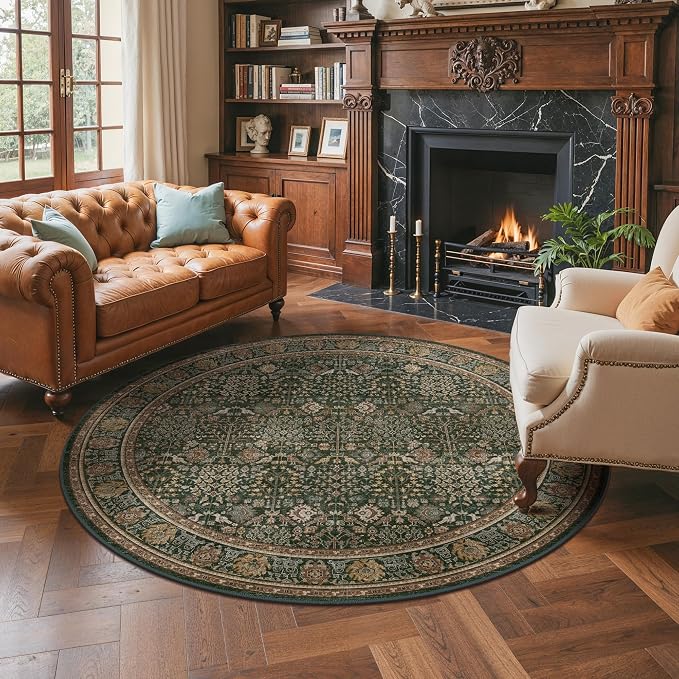 Bavni Round Rug 6ft-Machine Washable Area Rugs Non-Slip - Image 4