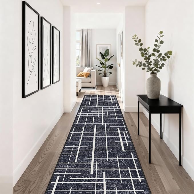 Modern Stripe Hallway Runner Rug Non Slip, Washable 2x10 Runner Rug, Woven Thin by TTelephant