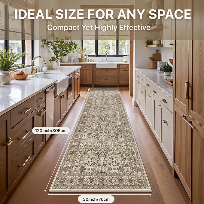 Bavni2'6''x10 Rug Runners for Hallways, Washable Runner Rug Non Slip, Vintage - Image 7