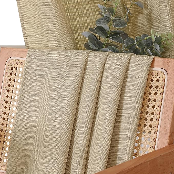 Chyhomenyc Camel Curtains 45 Inch Length 2 Panels, Faux Linen Textured Semi - Image 6