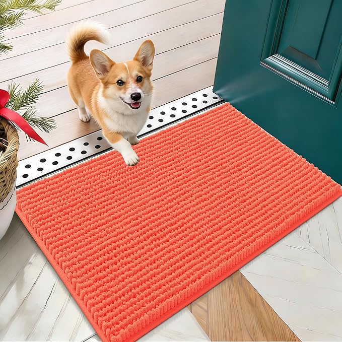 OLANLY Dog Door Mat for Muddy Paws 24x16, Ultra Absorbent Chenille Mud Doormat by OLANLY