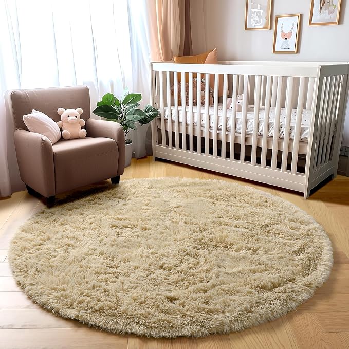 Amdrebio Beige Round Area Rug 6Ft - Image 7
