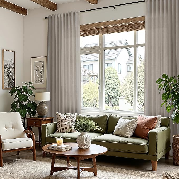 Nanspring Grey Beige Linen Curtains 84 Inches Long - Image 8