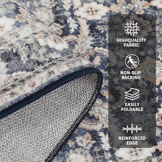 GarveeHome Washable Rugs 5x7 Vintage Floral Area Rugs - Image 4