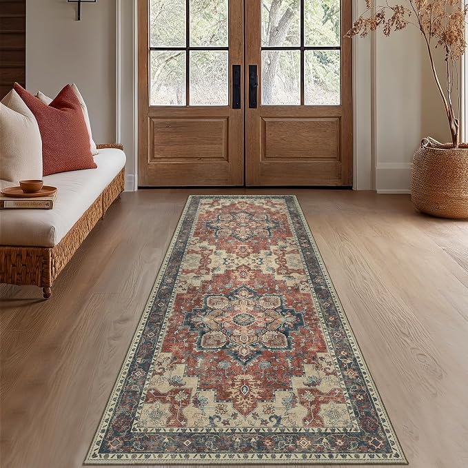GENIMO 2'6''x14 Runner Rugs for Hallway, Machine Washable Non Slip Vintage - Image 2
