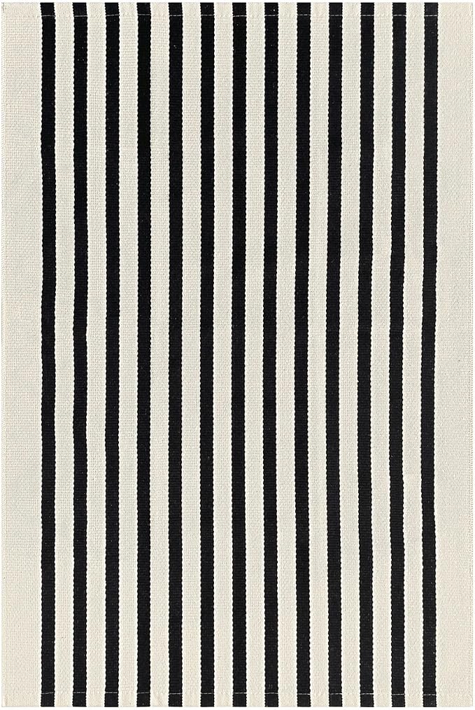 IOHOUZE Black Beige Striped Rug -2'x3' Front Door Rugs Outdoor, Small Washable - Image 8
