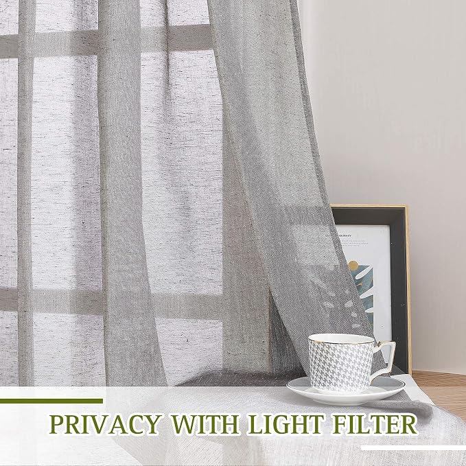NICETOWN Charcoal Grey Linen Curtains - Image 5