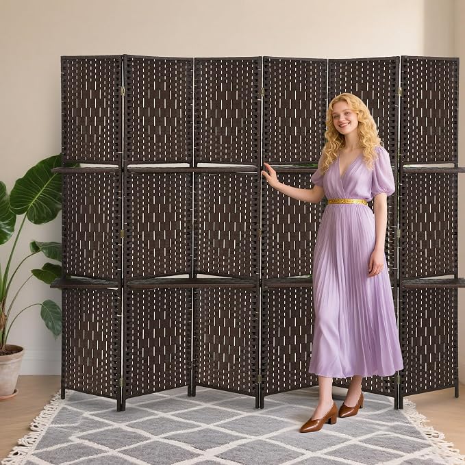 Room Divider 6 Panel Room Screen Divider Folding Portable partition Screen Wood - Image 2
