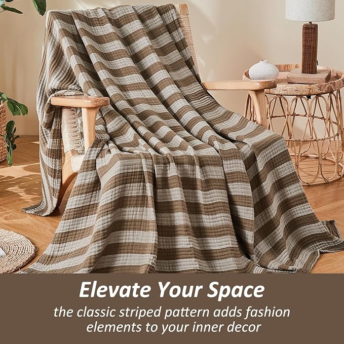 EMME Cotton Muslin Queen Blanket Bed Layering Bedspread Coverlet Breathable - Image 5