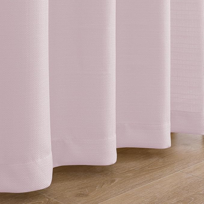 Chyhomenyc Bennet Blush Pink Curtains 84 Inches Long 2 Panels, Faux Linen - Image 6