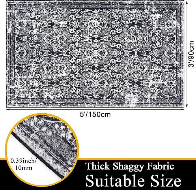 Vaukki Living Room Rug, Vintage Shaggy Soft Laundry Rug, Non Slip Kitchen Area - Image 2