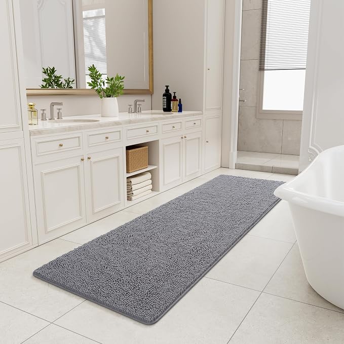 LOCHAS Luxury Bathroom Rug Shaggy Bath Mat 24 x 80 Inch, Washable Non Slip Bath - Image 7
