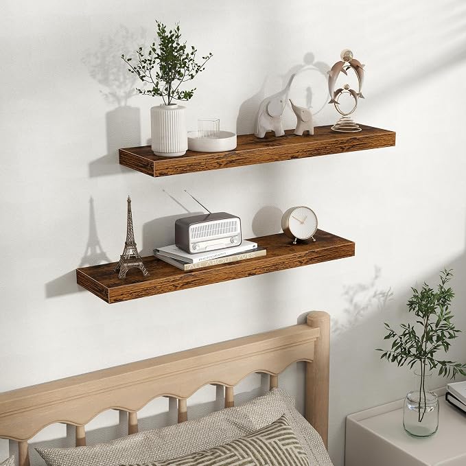 Fun Memories Floating Shelves for Wall, Rustic Wood Wall Mounted Shelves for - Image 5