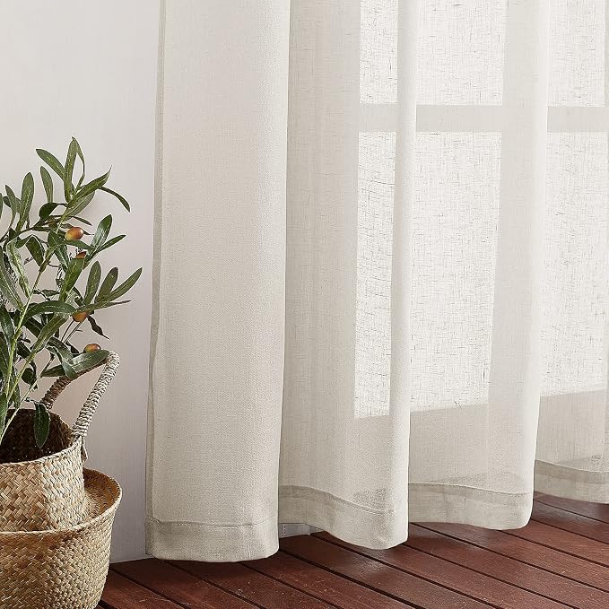 NICETOWN Natural Linen Sheer Curtains Faux Flax - Image 6