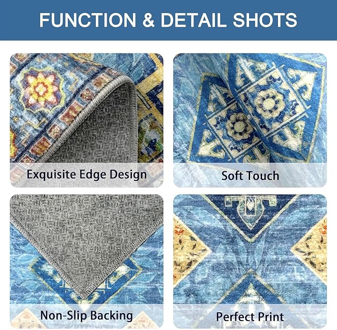 Tritard 100% Non Slip Kitchen Rugs Sets of 3 Washable Boho Kitchen Mats - Image 5
