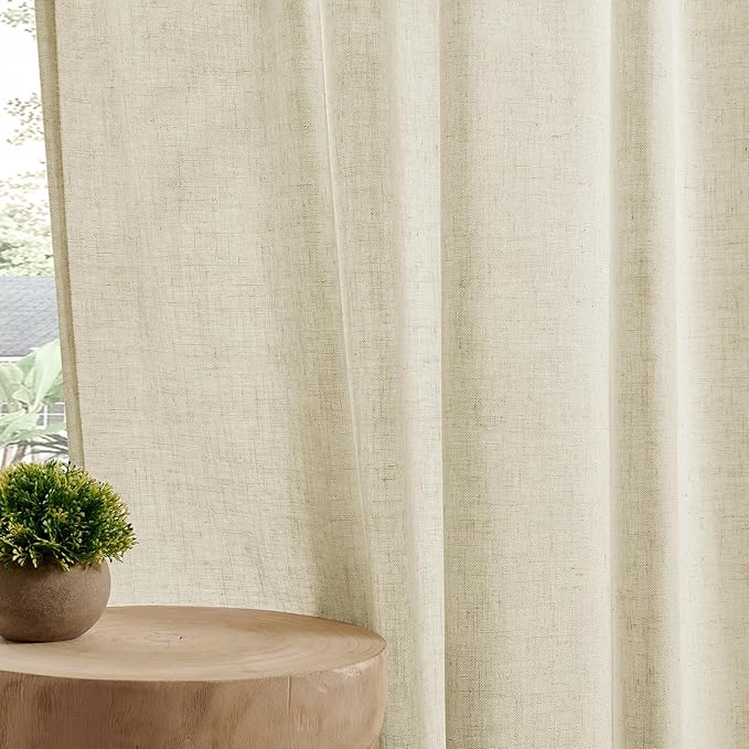 Joydeco Linen Curtains 90 Inch Length 2 Panel Sets, Light Filtering Curtains - Image 4