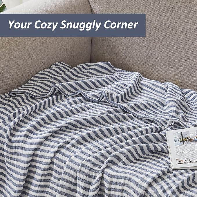 EMME Cotton Muslin Large Throw Blanket Couch Breathable Gauze Soft Lightweight - Image 6