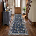 Tangsoo Washable Runner Rug for Hallway Non Slip, 2.6x8 Blue Rug Floral Vintage by Tangsoo