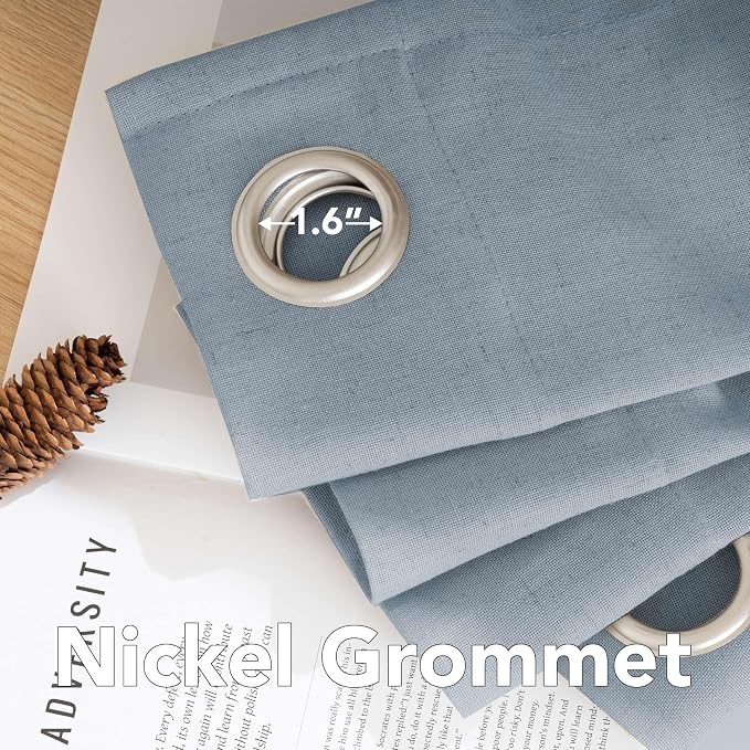 H.VERSAILTEX Linen Curtains Nickel Grommet Semi Sheer Curtains Privacy Added - Image 5