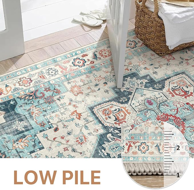 GENIMO 8x10 Area Rugs for Living Room, Machine Washable Non Slip Rugs, Low Pile - Image 8