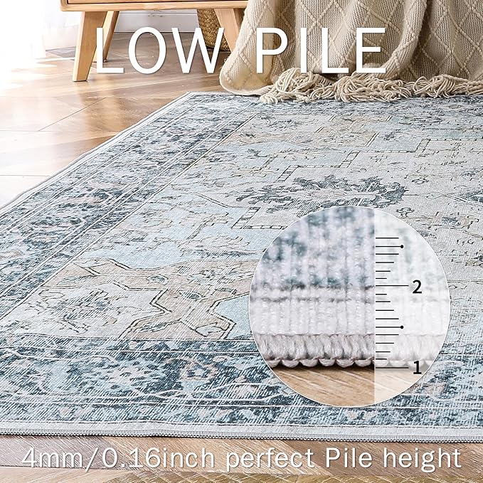 GENIMO 5FT Round Area Rugs for Living Room, Circle Rugs Machine Washable Low - Image 5