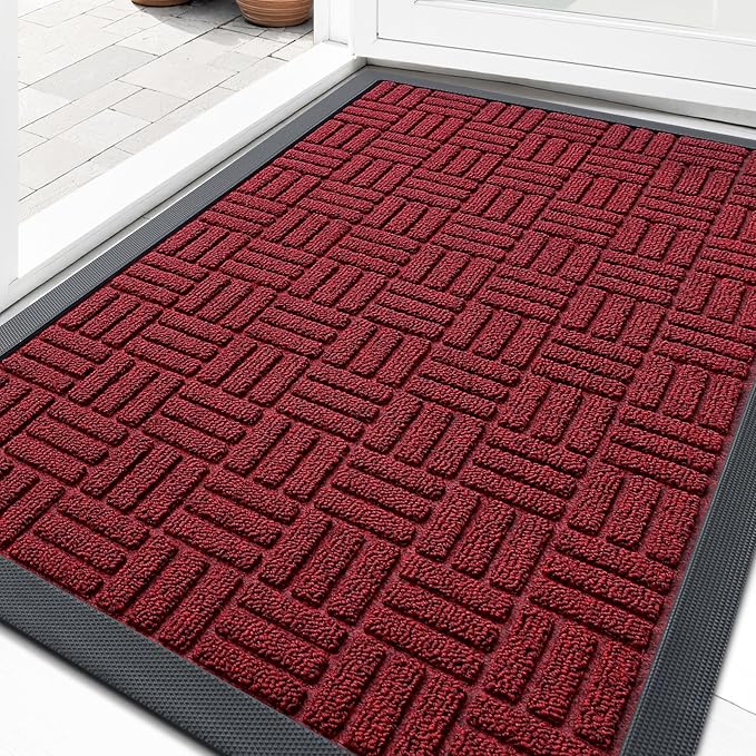 OLANLY Front Door Mat Outside Entrance 35x23, Heavy Duty Sturdy Natural Rubber by OLANLY