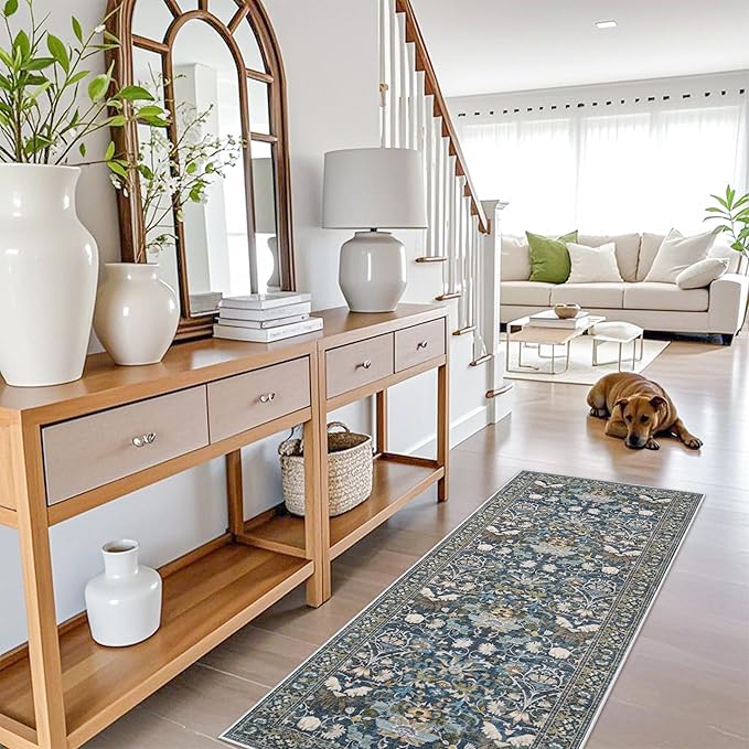 2x5 Decorative Vintage Hallway Runner: Washable Oriental Pet-Friendly Soft - Image 2